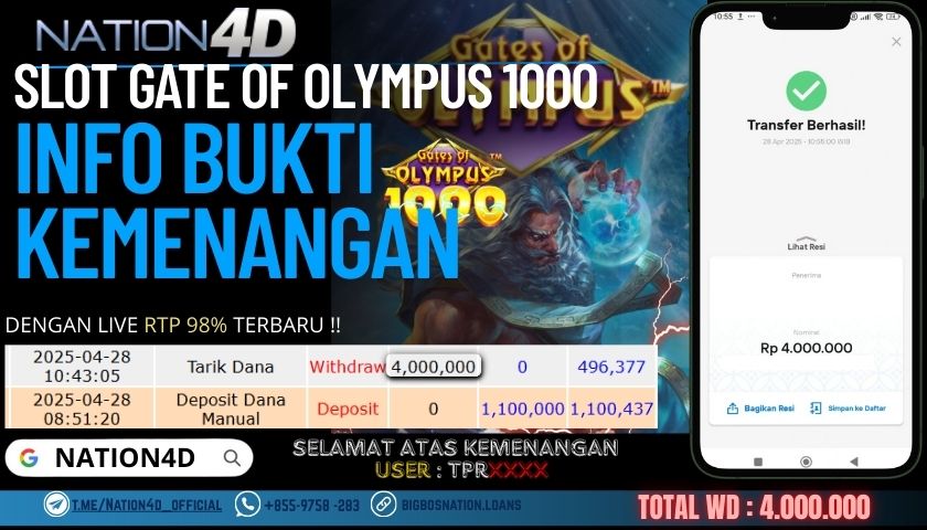 NATION4D – SLOT GATE OF OLYMPUS 1000 Rp.4,000,000,- LUNAS!!