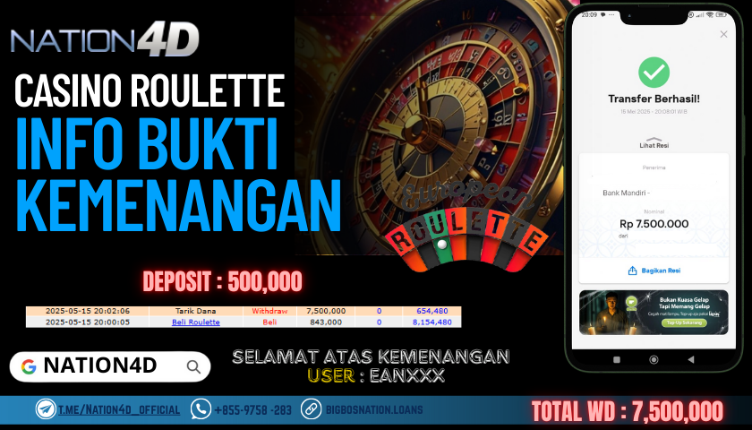 NATION4D – CASINO ROULETTE RP.7,500,000 LUNAS!!
