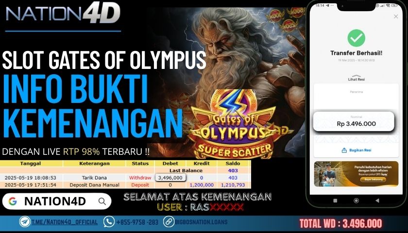NATION4D –SLOT GATE OF OLYMPUS SUPER SCETTER RP.3,496,000 LUNAS!!