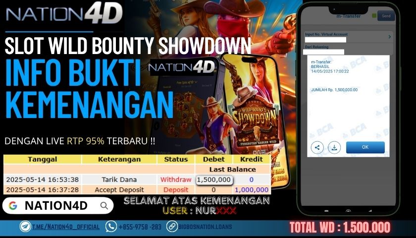 NATION4D –SLOT WILD BOUNTY SHOWDOWN RP.1,500,000 LUNAS!!