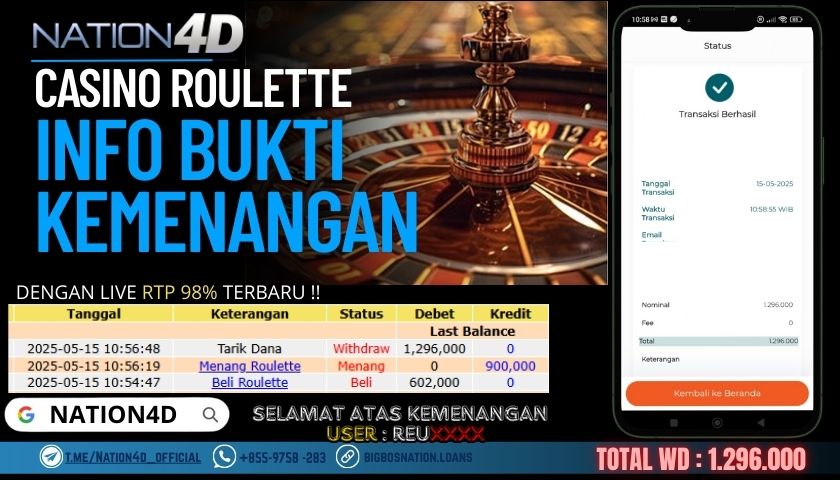 NATION4D –CASINO ROULETTE Rp.1,296,000,- LUNAS!!