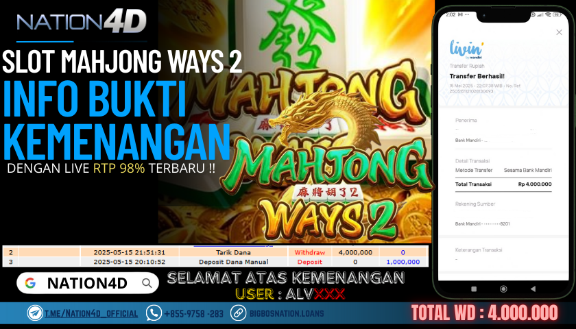 NATION4D –SLOT MAHJONG WAYS 2 RP.4,000,000 LUNAS!!