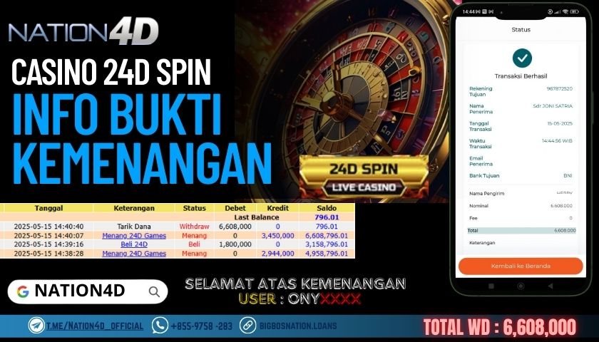 NATION4D –LIVE CASINO 24D SPIN RP.6,608,000 LUNAS!!