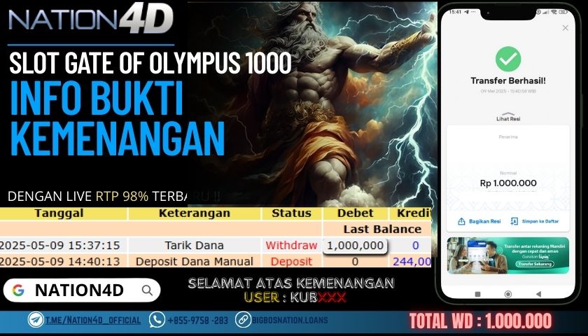 NATION4D –SLOT GATE OF OLYMPUS 1000 Rp.1,000,000,- LUNAS!!