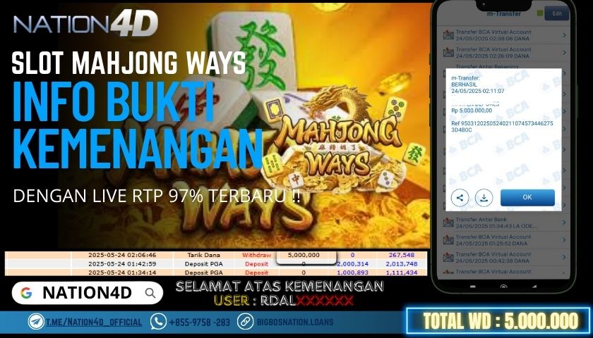 NATION4D -SLOT MAHJONG WAYS RP.5,000,000 LUNAS!!