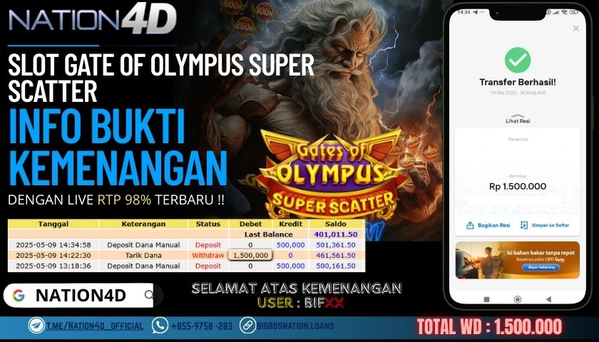 NATION4D – SLOT GATE OF OLYMPUS 1000 SUPER SCATTER, Rp.1,500,000,- LUNAS!!