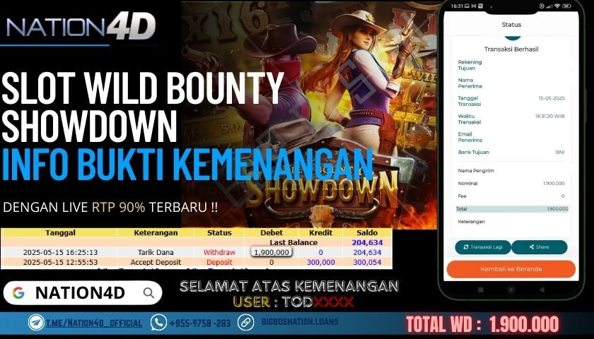 NATION4D –SLOT WILD BOUNTY SHOWDOWN RP.1,900,000 LUNAS!