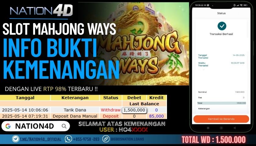 NATION4D –SLOT MAHJONG WAYS RP.1,500,000 LUNAS!!