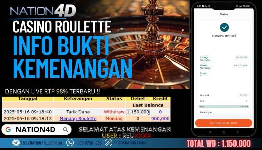 NATION4D –CASINO ROULETTE RP.1,150,000 LUNAS!!
