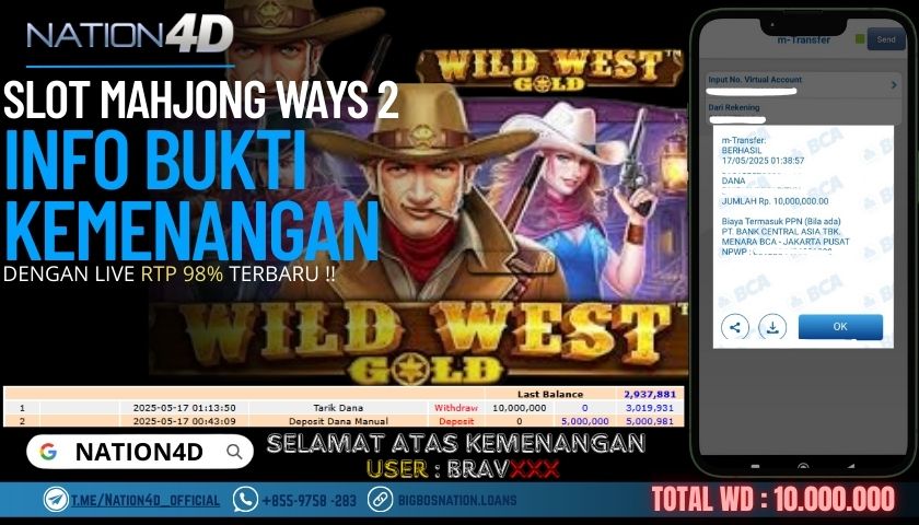 NATION4D –SLOT WILD WEST GOLD RP.10,000,000 LUNAS!!