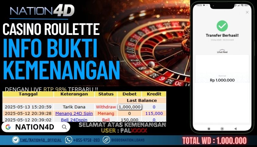 NATION4D –CASINO ROULETTE Rp.1,000,000,- LUNAS!!