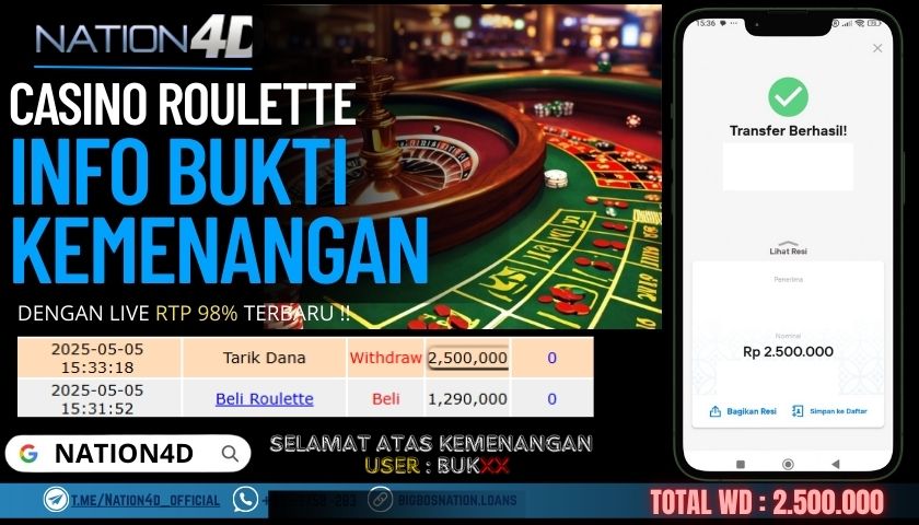 NATION4D – CASINO LIVE ROULETTE Rp. 2,500,000,- LUNAS!!