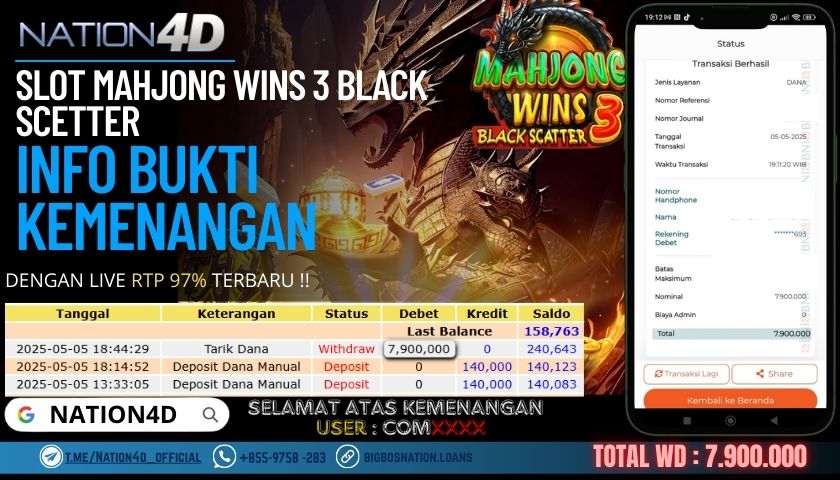 NATION4D – MAHJONG  WINS 3 BLACK SCATTER Rp.7,900,000,- LUNAS!!