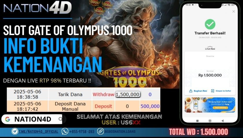 NATION4D – SLOT GATE OF OLYMPUS 1000 Rp.1,500,000,- LUNAS!!