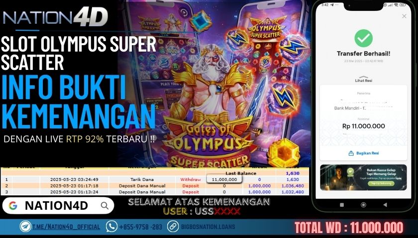 NATION4D -SLOT OLYMPUS SUPER SCATTER RP.11,000,000 LUNAS!!