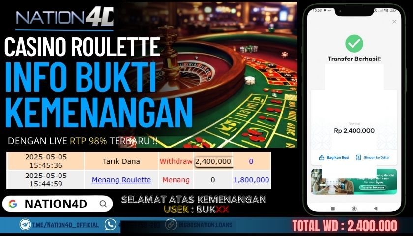 NATION4D – CASINO ROULETTE Rp. 2,400,000,- LUNAS!!
