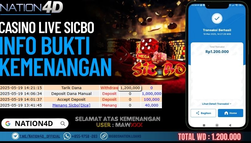 NATION4D –CASINO LIVE SICBO RP.1,200,000 LUNAS!!