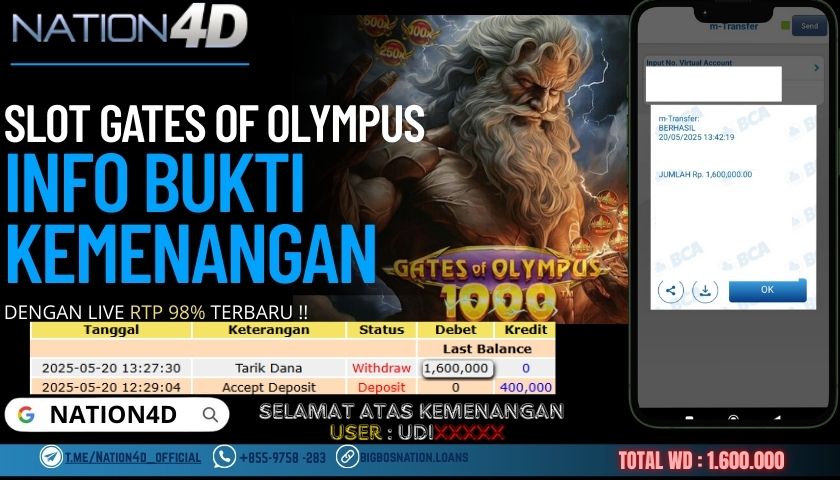 NATION4D –SLOT GATES OF OLYMPUS 1000 RP.1,600,000 LUNAS!!