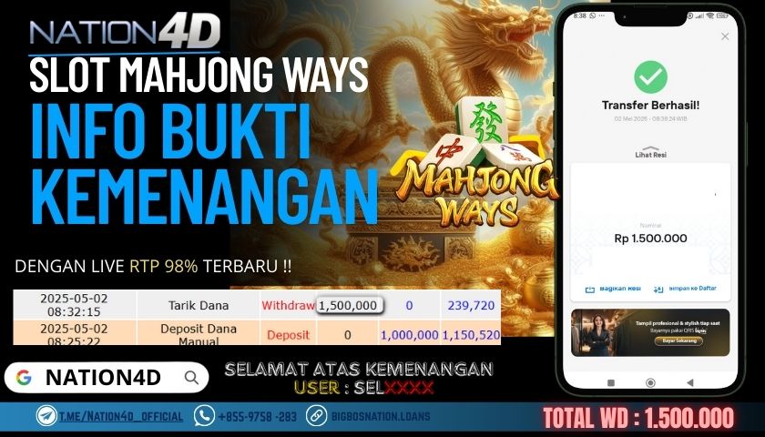 NATION4D – SLOT MAHJONG WAYS 2 Rp.1,500,000,- LUNAS!!