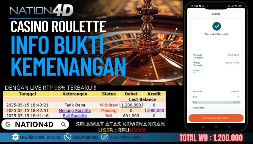 NATION4D –CASINO ROULETTE Rp.1,200,000,- LUNAS!!