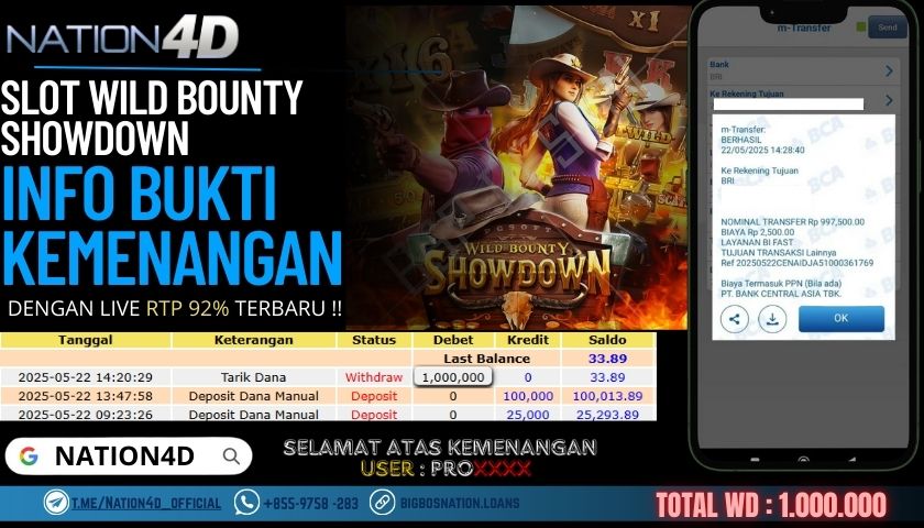 NATION4D –SLOT WILD BOUNTY SHOWDOWN RP.1,000,000 LUNAS!!