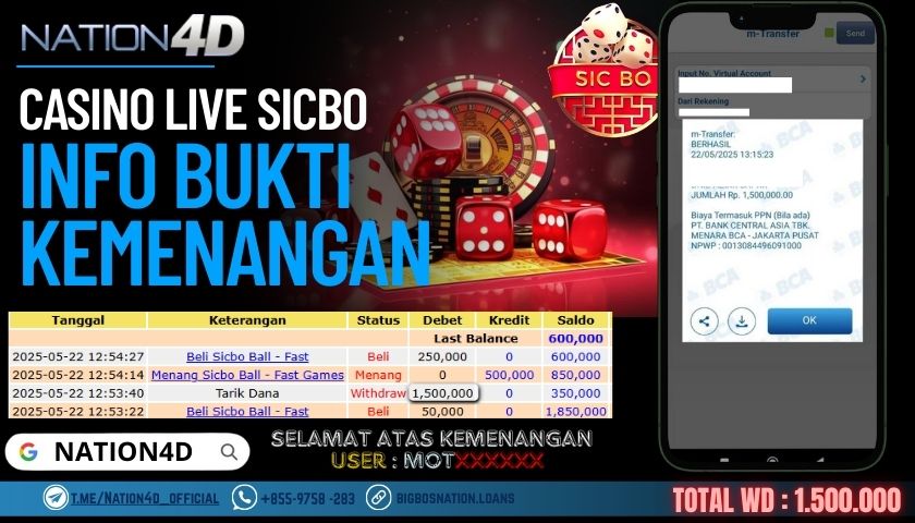 NATION4D –CASINO LIVE SICBO RP.1,500,000 LUNAS!!