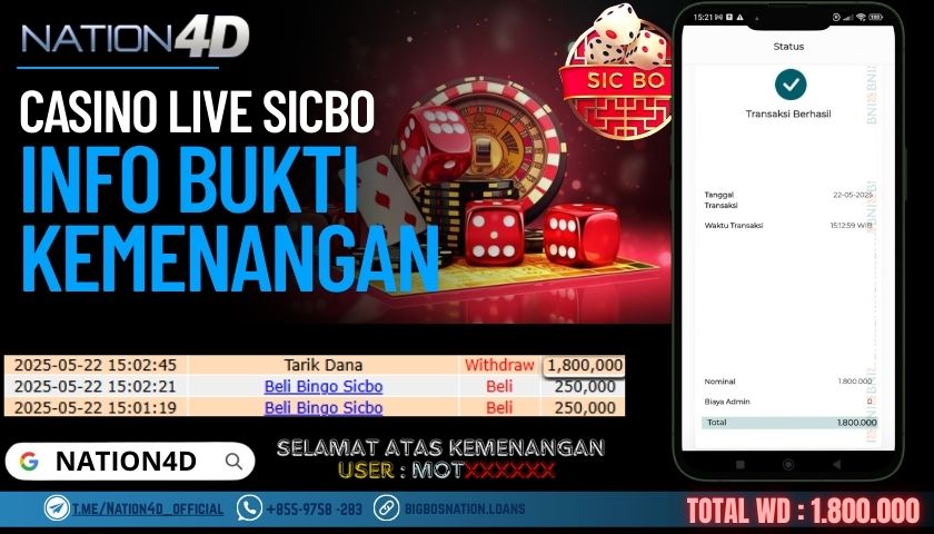 NATION4D –CASINO LIVE SICBO RP.1,800,000 LUNAS!!