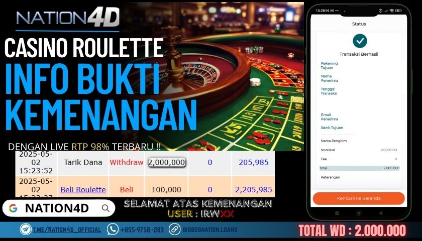 NATION4D – CASINO ROULETTE Rp.2,000,000,- LUNAS!!