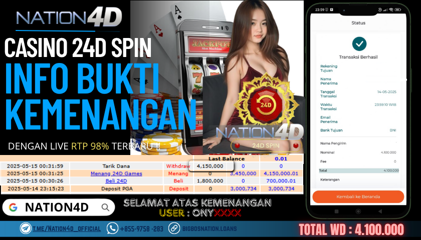 NATION4D –LIVE CASINO 24D SPIN RP.4,100,000 LUNAS!!