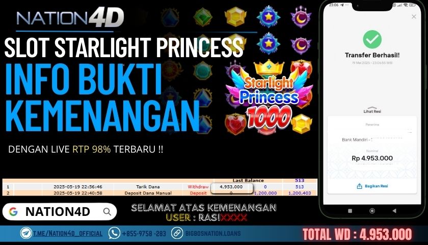 NATION4D –SLOT  STARLIGHT PRINCES 1000 RP.4,943,000 LUNAS!!