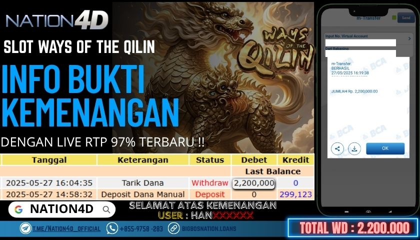 NATION4D -SLOT WAYS OF THE QILIN RP.2,200,000 LUNAS!!