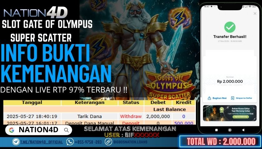 NATION4D -SLOT GATE OF OLYMPUS SCATTER RP.2,000,000 LUNAS!!