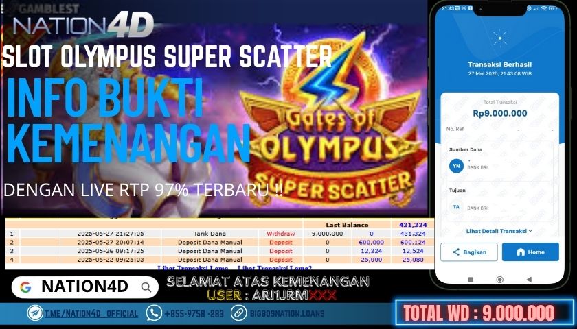 NATION4D -SLOT GATE OF OLYMPUS SUPER SCATTER RP.9,000,000 LUNAS!!