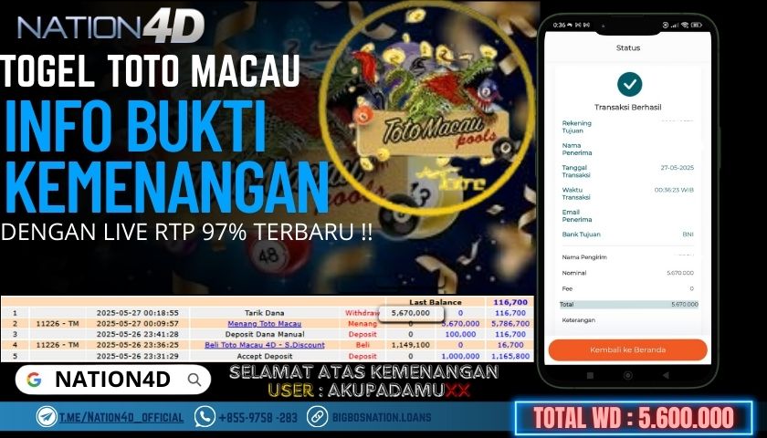 NATION4D -TOGEL TOTOMACAU RP.5,600,000 LUNAS!!
