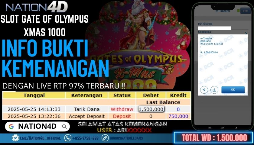NATION4D -SLOT GATE OF OLYMPUS XMAS 1000 RP.1,500,000 LUNAS!!