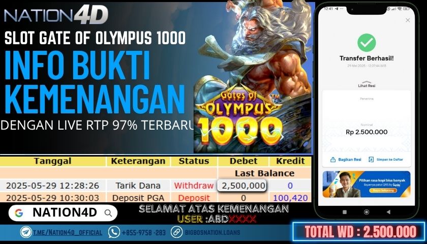 NATION4D -SLOT GATE OF OLYMPUS 1000 RP.2,500,000 LUNAS!!