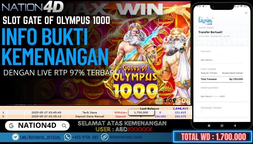NATION4D -SLOT GATE OF OLYMPUS 1000 RP.1,700,000 LUNAS!!