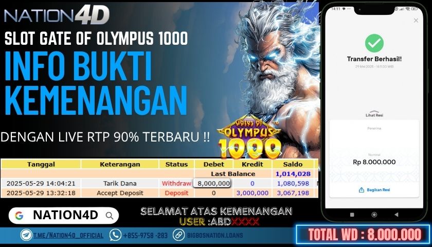 NATION4D -SLOT GATE OF OLYMPUS 1000 RP.8,000,000 LUNAS!!