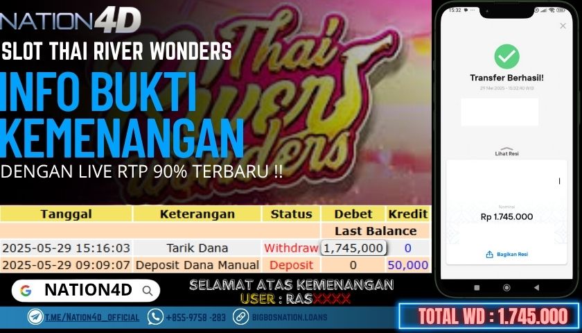 NATION4D -SLOT THAI RIVER WONDERS RP.1,745,000 LUNAS!!