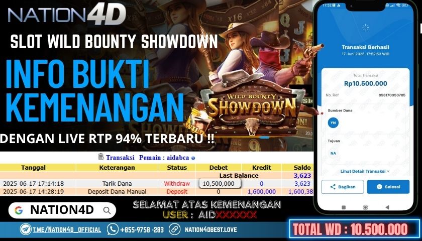 NATION4D -SLOT WILD BOUNTY SHOWDOWN RP.10,500,000 LUNAS!!