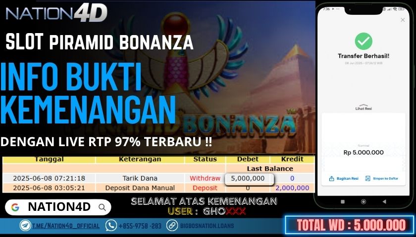 NATION4D -SLOT PIRAMID BONANZA RP.5,000,000 LUNAS!!