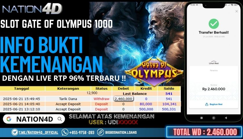 NATION4D -SLOT GATES OF OLYMPUS 1000 RP.2,460,000 LUNAS!!