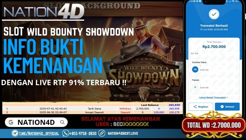 NATION4D -SLOT wild bounty showdown RP.2.700,000 LUNAS!!