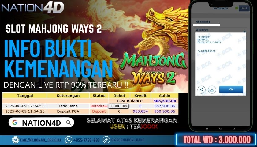 NATION4D -SLOT MAHJONG WAYS 2 RP.10,700,000 LUNAS!!