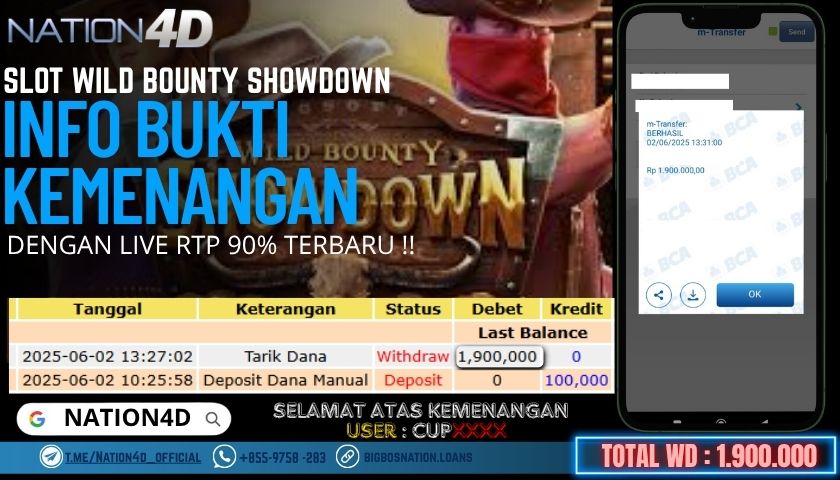 NATION4D -SLOT WILD BOUNTY SHOWDOWN RP.1,900,000 LUNAS!!