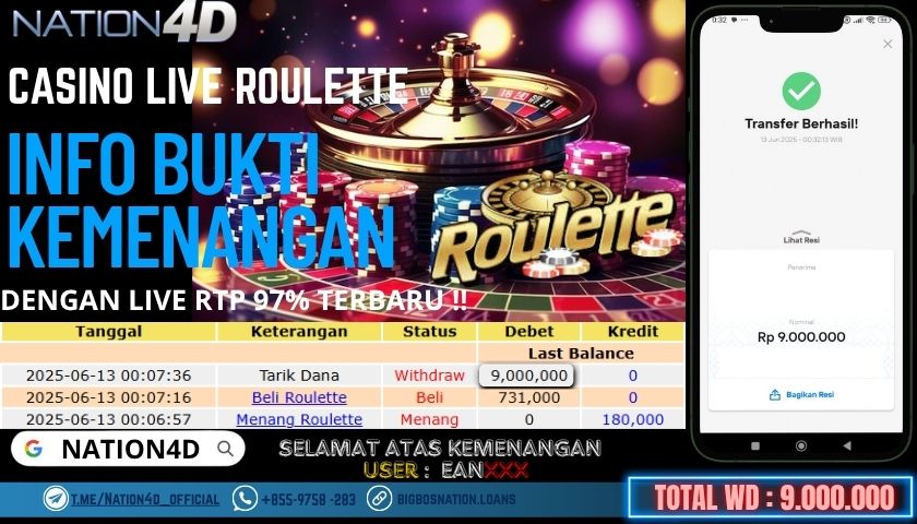 NATION4D -CASINO LIVE ROULETTE RP.9,000,000 LUNAS!!