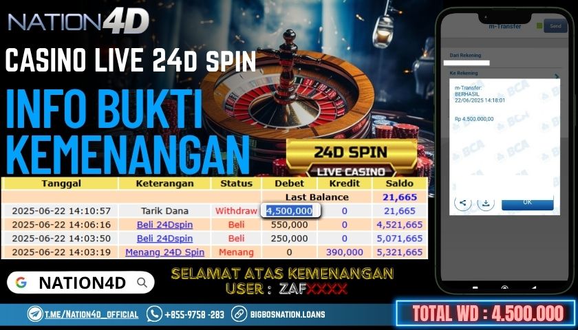 NATION4D -CASINO LIVE 24D SPIN                       RP.4, 500,000 LUNAS!!