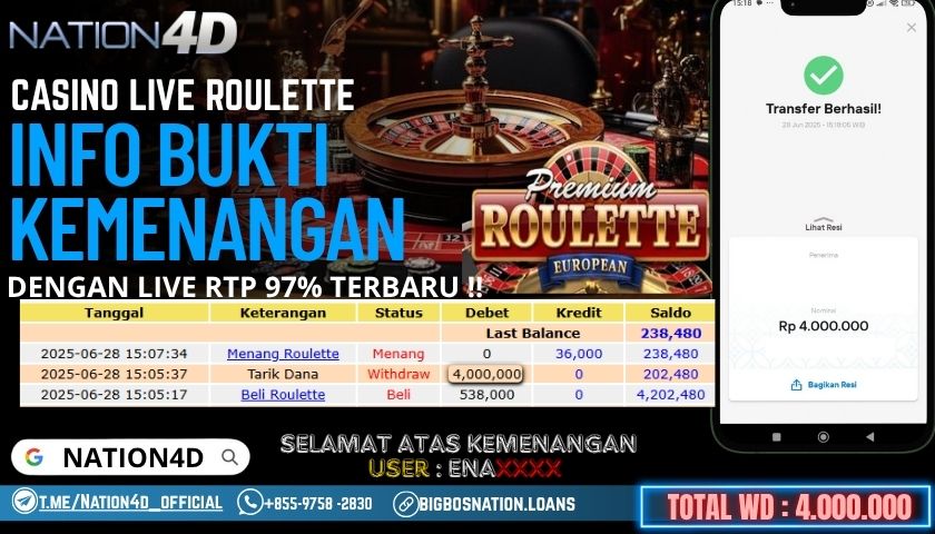 NATION4D -CASINO LIVE ROULETTE RP.4,000,000 LUNAS!!