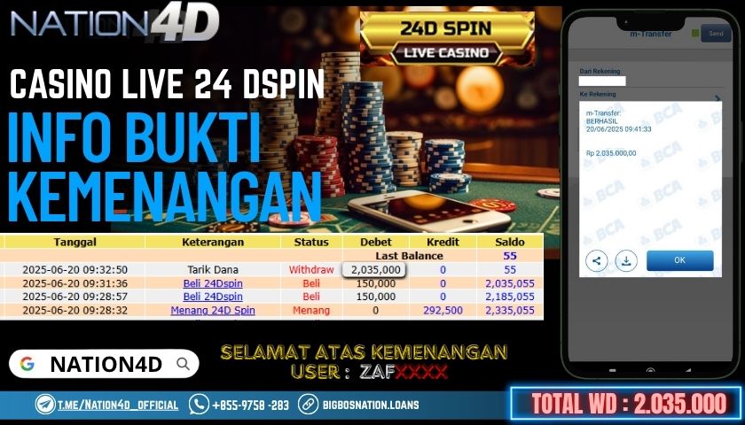 NATION4D -CASINO LIVE 24D SPIN RP.2,035,000 LUNAS!!