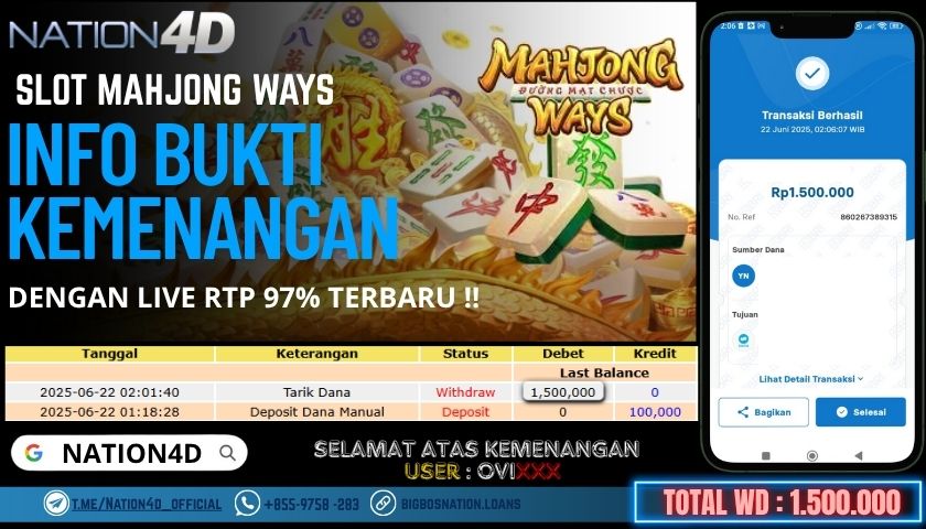 NATION4D -SLOT MAHJONG WAYS RP.1,500,000 LUNAS!!